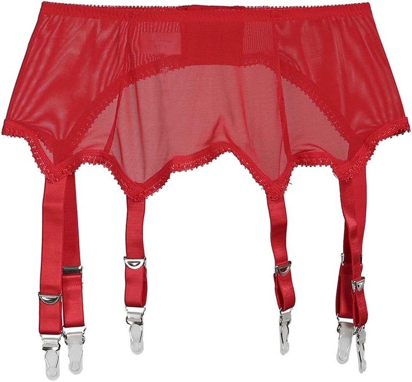 Size XXL Women's Mesh Garter Belt High Waist Suspender Belt with Six Metal Clips for Women‘s Stockings/Lingerie